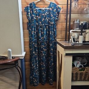 Natural Life Floral Long Maxi Velvet Medium Dress 0287